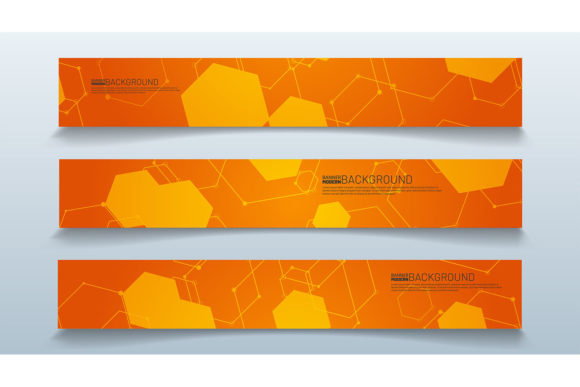Elevate Your Brand with Set Banner Design Orange Hexagon